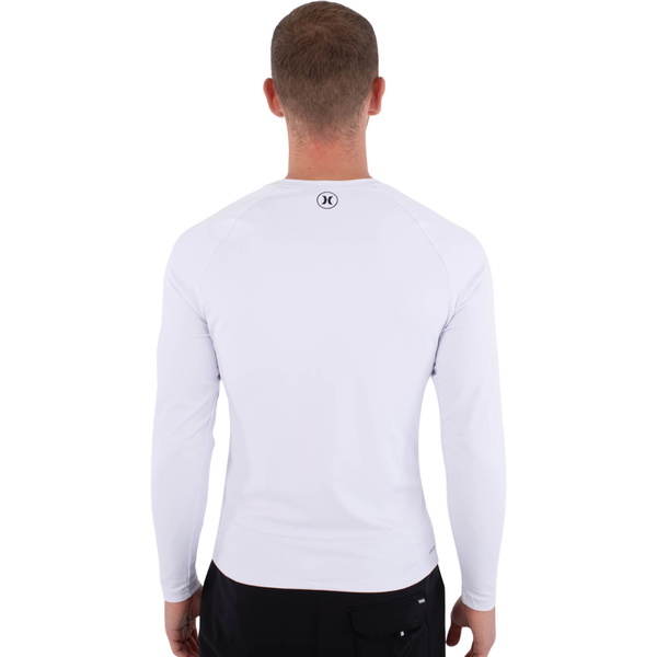 2026 Hurley Mens Slim Fit Icon Circle Long Sleeve Rash Vest MLEU00008 - White